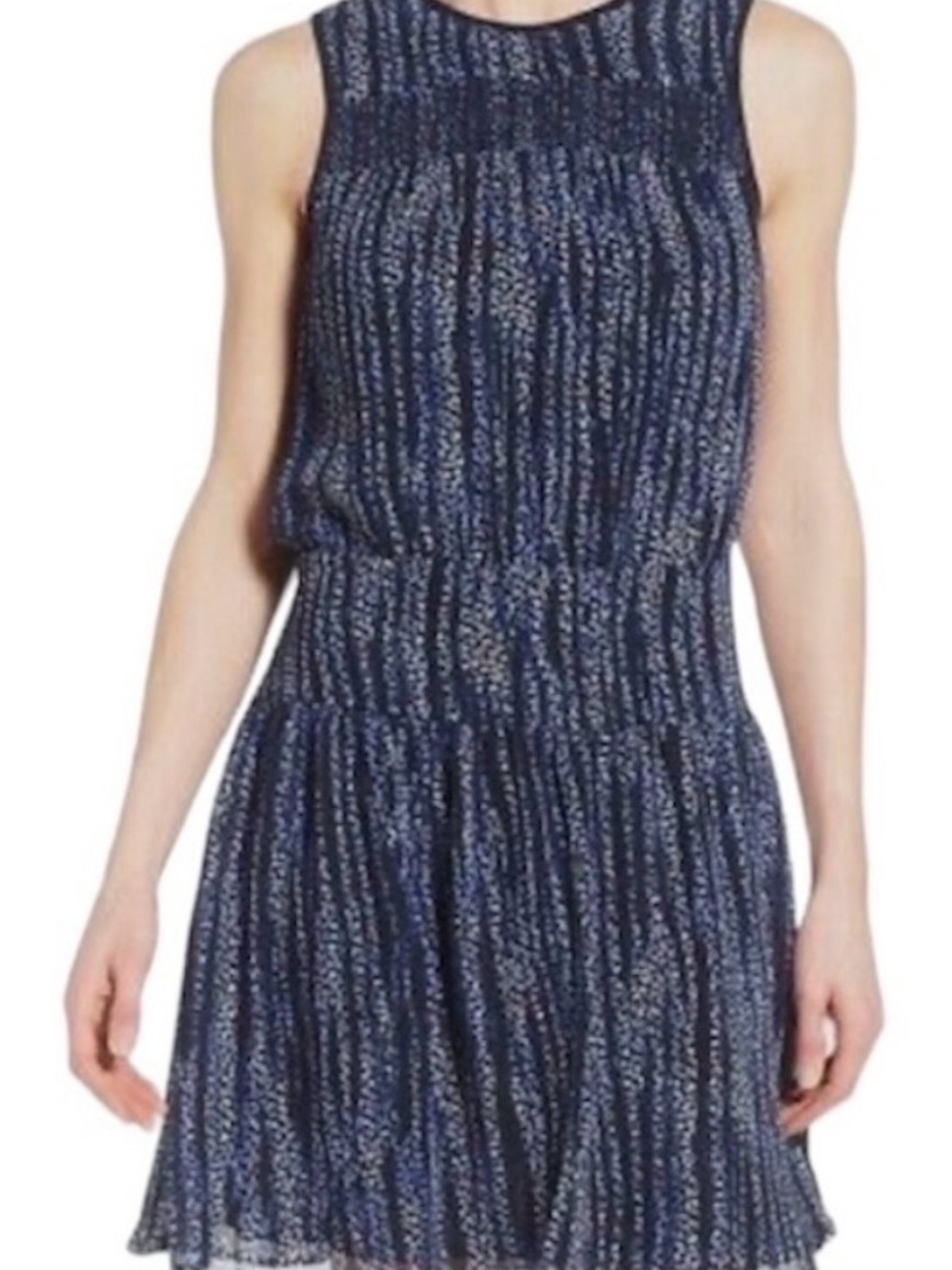 MICHAEL
Michael Kors "Burnell" Smocked
Georgette Mini Dress Navy/White